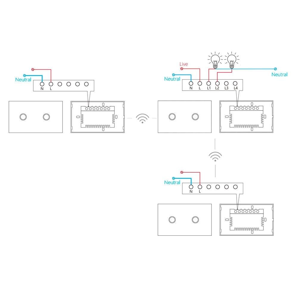 Interruptor Paralelo Inteligente 3 Way KaBuM! smart 500, Branco, Controle via Aplicativo, Três Botões, Caixa com 3 - KBSA012
