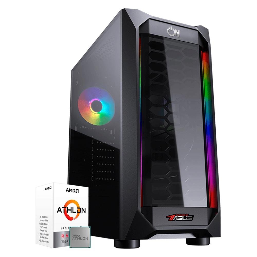 Computador OnPress Powered By Asus AMD Atlhon 3000G, RGB, 8GB, SSD 240GB, Linux, Preto - ONG3000G08S24 Computador OnPress Powered By Asus AMD Atlhon 3000G, RGB, 8GB, SSD 240GB, Linux, Preto - ONG3000G08S24