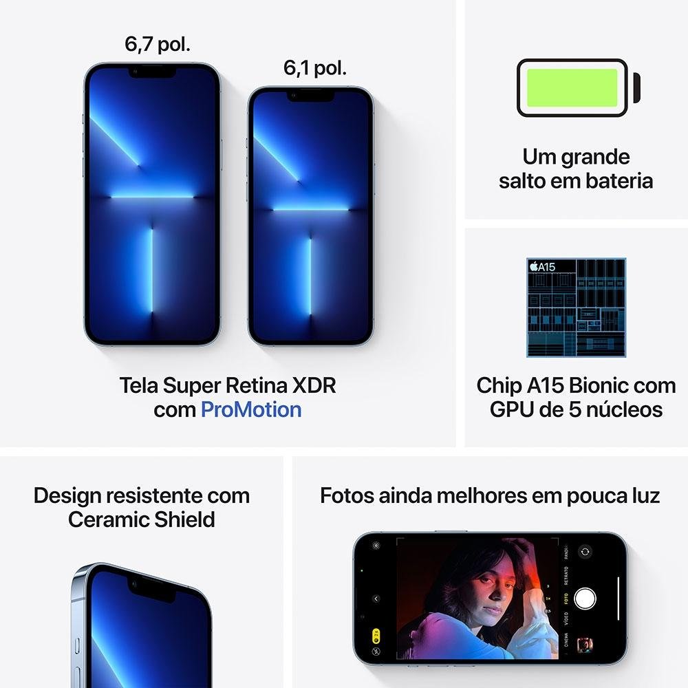iPhone 13 Pro Max, 256GB, Azul Sierra, 5G | KaBuM!