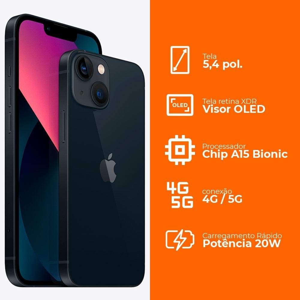 iPhone 13 mini de 512GB, Meia Noite e 5G | KaBuM!