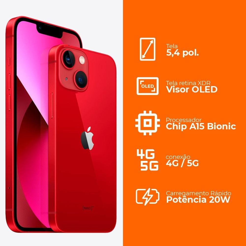 iPhone 13 mini de 512GB, Vermelho e 5G | KaBuM!