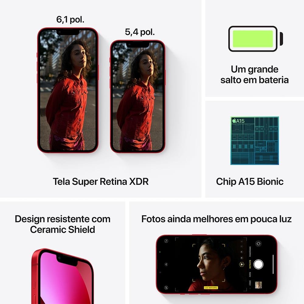 iPhone 13 mini de 512GB, Vermelho e 5G | KaBuM!
