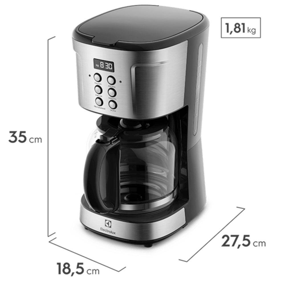 Cafeteira Elétrica Digital Electrolux, Timer, Programável, 220V, Preto e Inox - ECM30