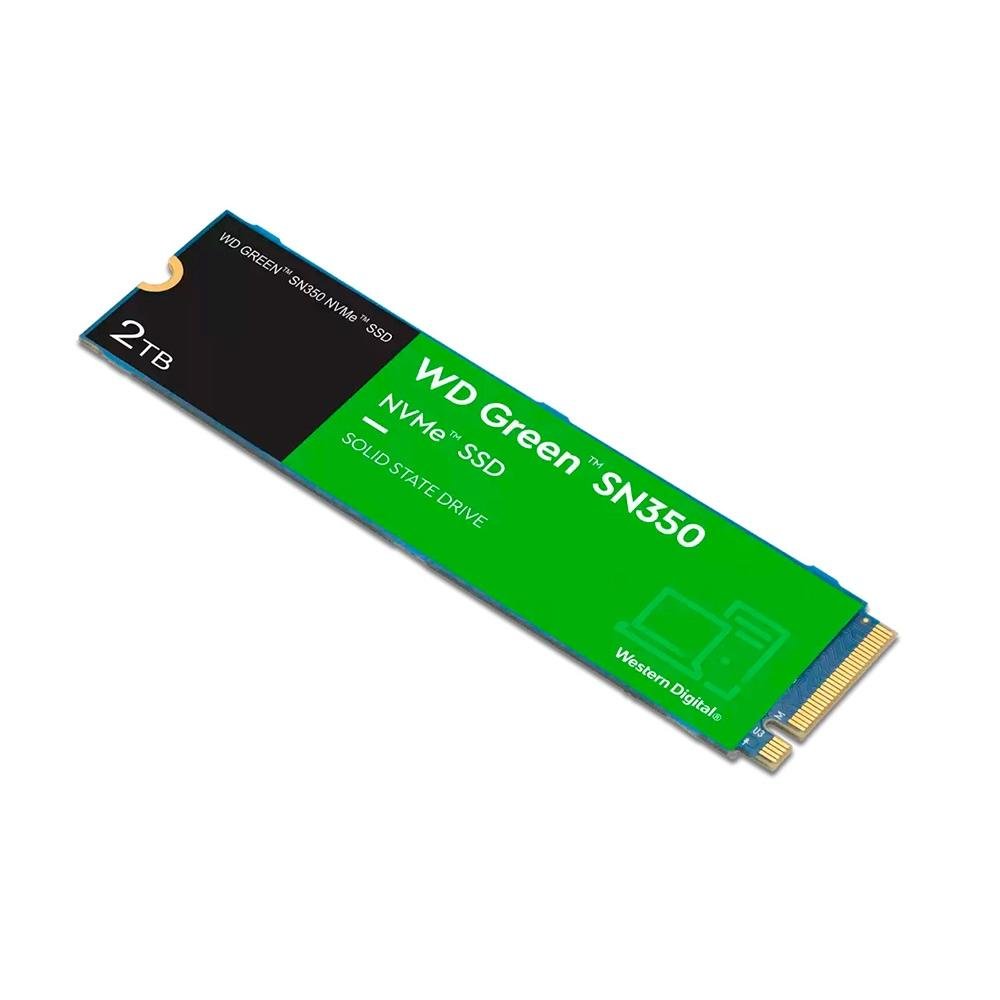 SSD WD Green SN350, 2TB, M.2 2280, PCIe, NVMe, Leitura: 3200MB/s, Gravação: 900MB/s, Verde - WDS200T3G0C