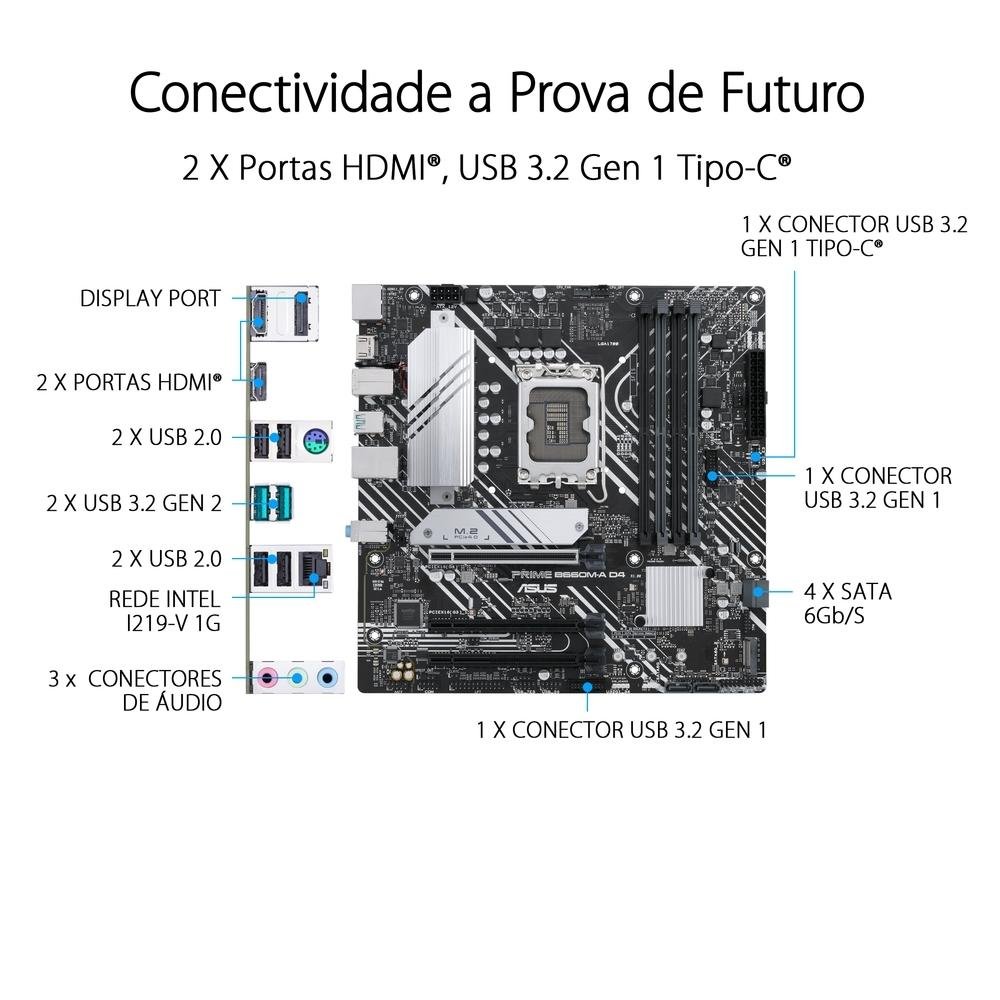 Placa Mãe Asus Prime B660M-A D4 | KaBuM!