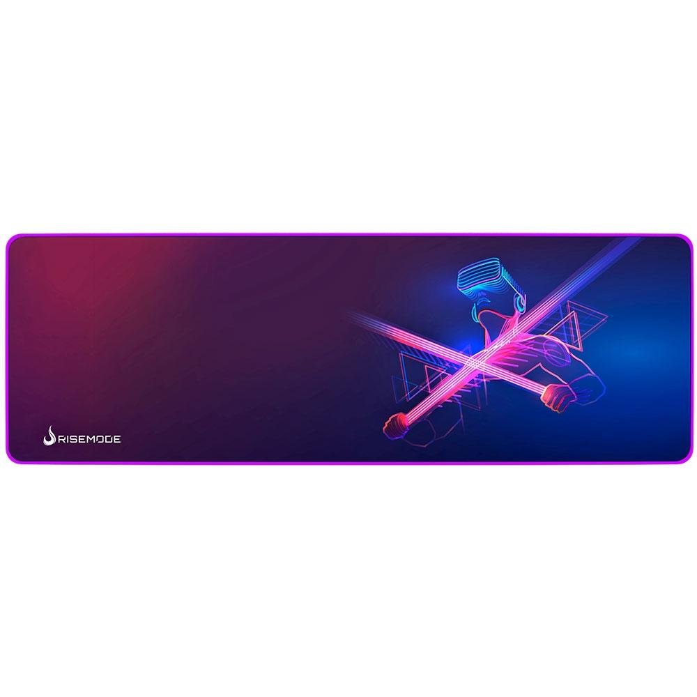 Mousepad Gamer Rise Mode Neon, Estendido 900x300mm, Borda