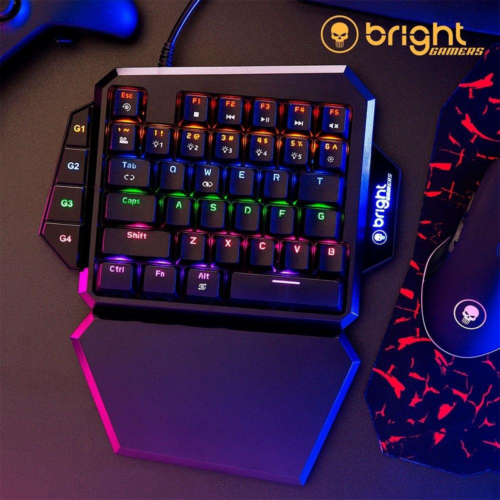 「✩」Brighte Teclado Mecânico Gamer Bright One Hand | KaBuM!