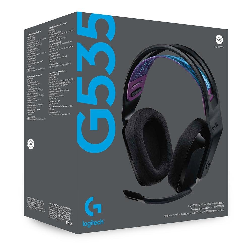 Headset Sem Fio Logitech G G535 LightSpeed, Drivers 40mm, USB, Preto - 981-000971