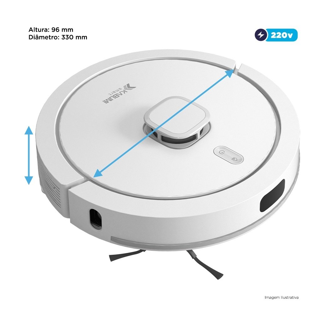 Robô Aspirador e Passa Pano KABUM! smart 900 - 5 Modos de Limpeza, Base 2 em 1, Mapeamento 3D - 220v - Branco - KBSF012
