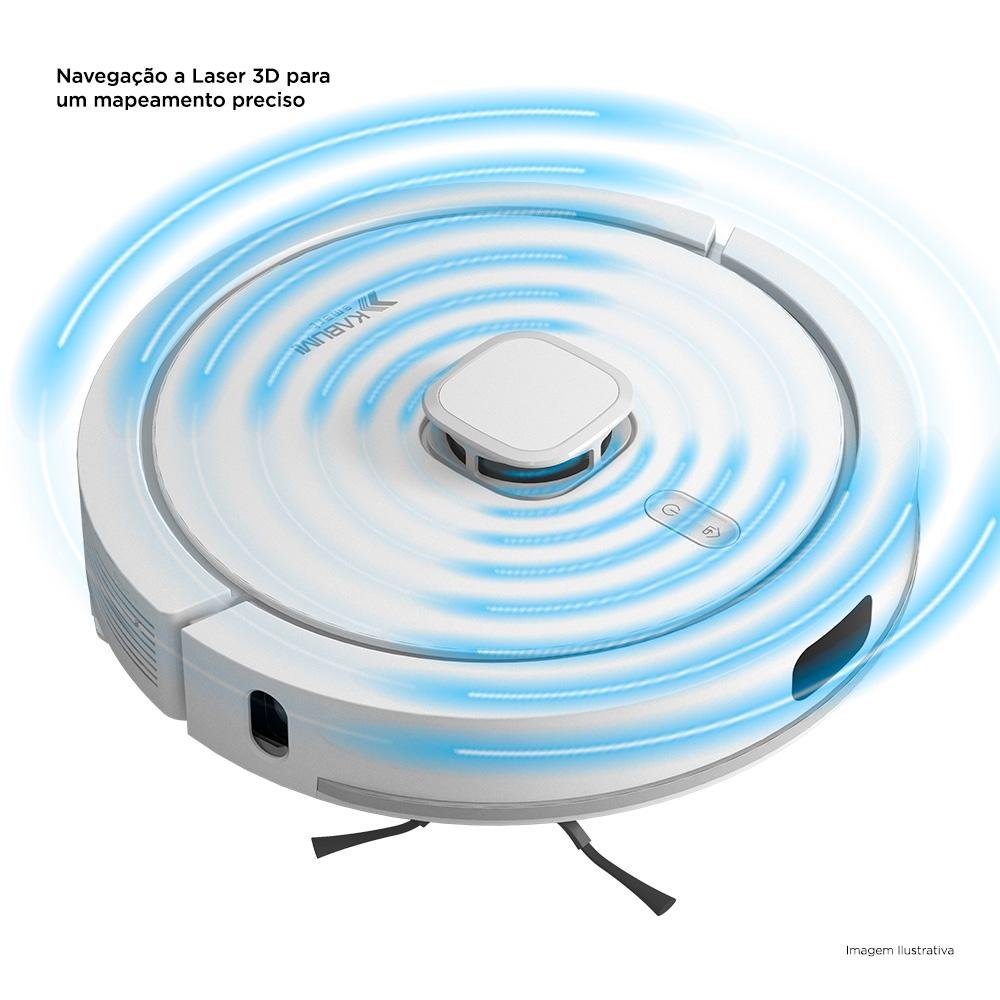 Robô Aspirador e Passa Pano KABUM! smart 900 - 5 Modos de Limpeza, Base 2 em 1, Mapeamento 3D - 220v - Branco - KBSF012