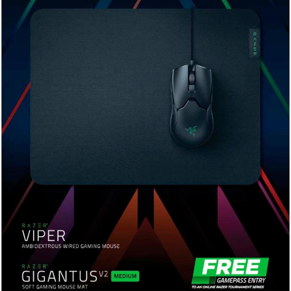 Mouse RazerViper Gaming + Mousepad Gigantus|KaBuM!