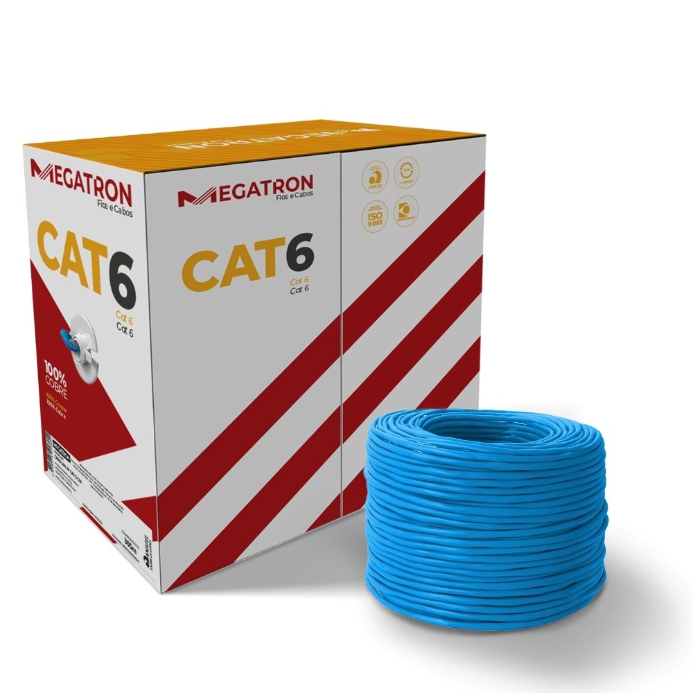 Cabo de Rede Megatron LAN CAT6 4PX23AWG CX 305m Azul