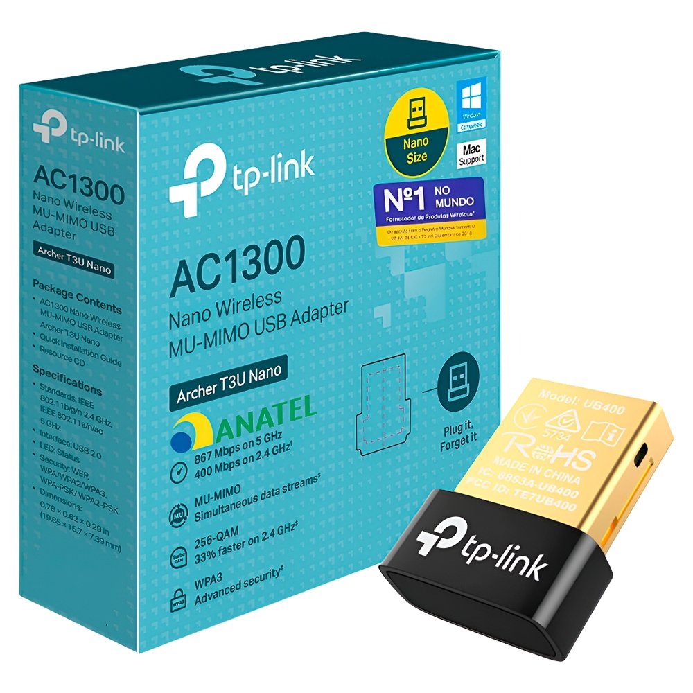 ADAPTADOR WIFI USB DUAL BAND TP-LINK ARCHER T3U NANO AC1300 1300MBPS