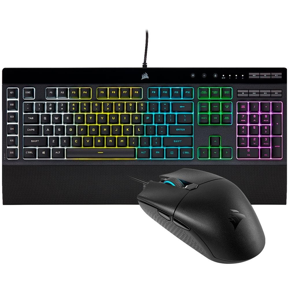 Kit Gamer Corsair K55 RGB Pro + Katar Pro, com Mouse Gamer Katar Pro 12.400DPI + Teclado Gamer K55, RGB, USB, Preto - CH-9226965-NA Kit Gamer Corsair K55 RGB Pro + Katar Pro, com Mouse Gamer Katar Pro 12.400DPI + Teclado Gamer K55, RGB, USB, Preto - CH-9226965-NA
