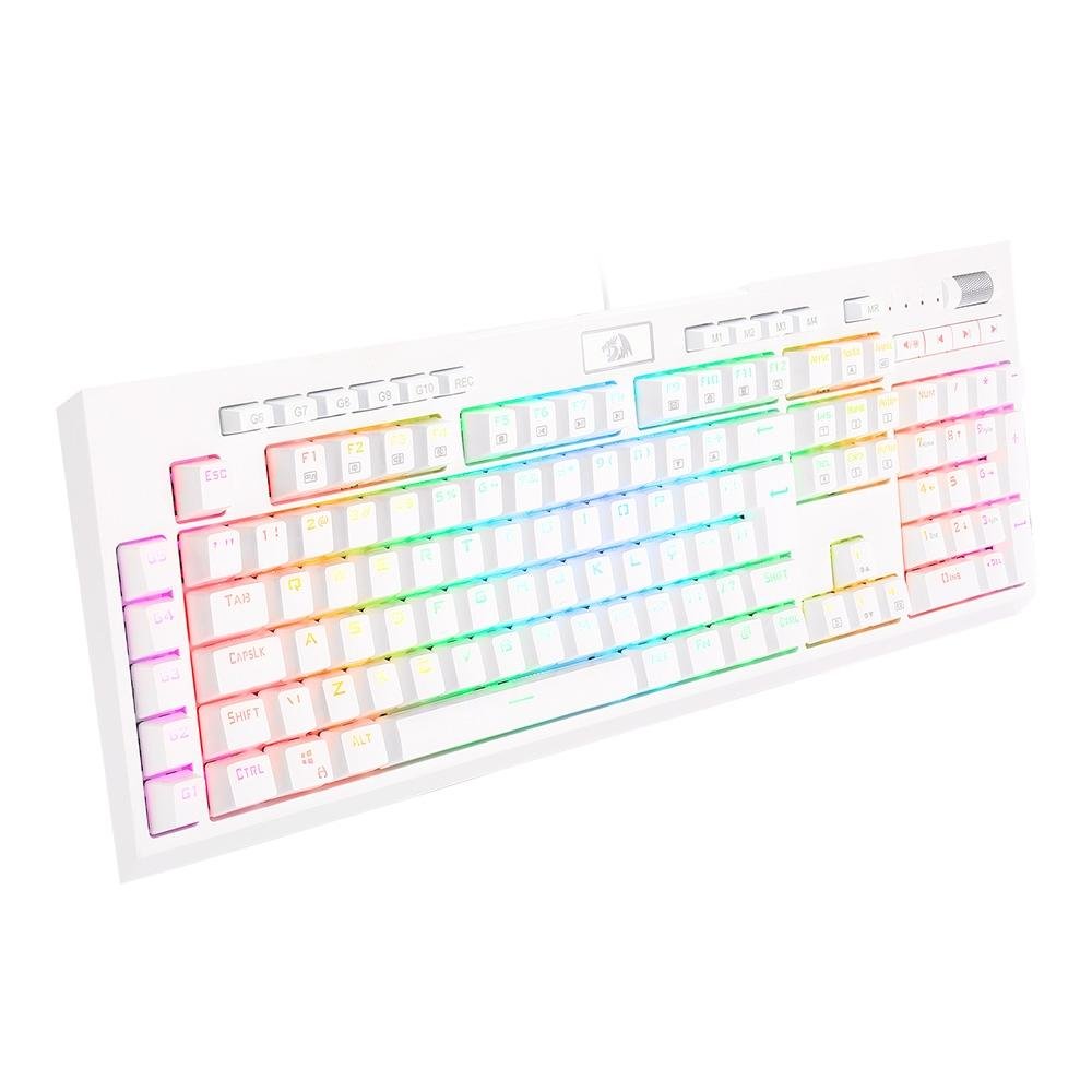 Teclado Óptico Gamer Redragon Brahma Pro, RGB, Switch Blue, ABNT2, Branco - K586W-RGB-PRO (PT-BLUE)