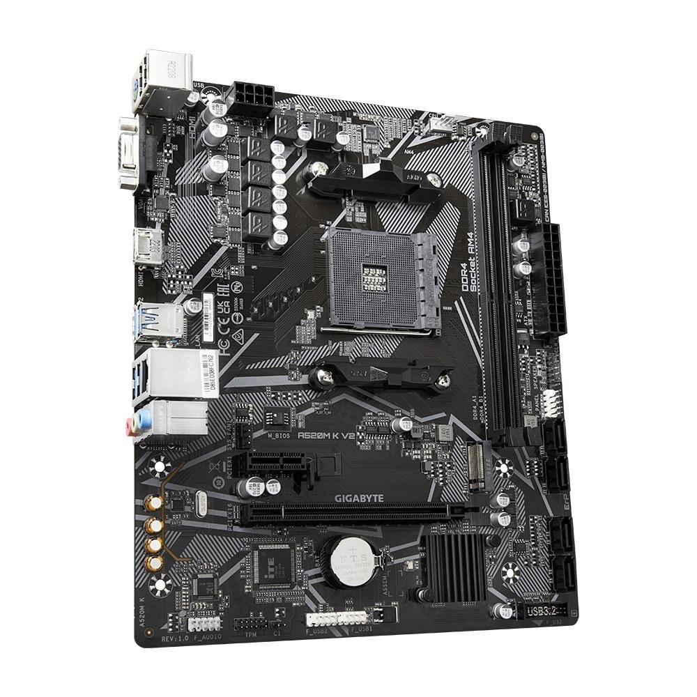 Placa-Mãe Gigabyte A520M K V2 Rev. 1.0, AMD, Micro ATX, DDR4, Preto - A520M K V2 Placa-Mãe Gigabyte A520M K V2 Rev. 1.0, AMD, Micro ATX, DDR4, Preto - A520M K V2