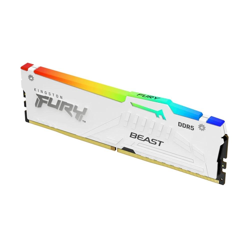 Memória RAM Kingston Fury Beast, RGB, 16GB, 5600MHz, DDR5, CL36, Branco - KF556C36BWEA-16 Memória RAM Kingston Fury Beast, RGB, 16GB, 5600MHz, DDR5, CL36, Branco - KF556C36BWEA-16