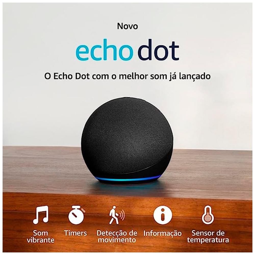 Echo Dot 5ª geração Amazon, com Alexa, Smart Speaker, Preto - B09B8VGCR8