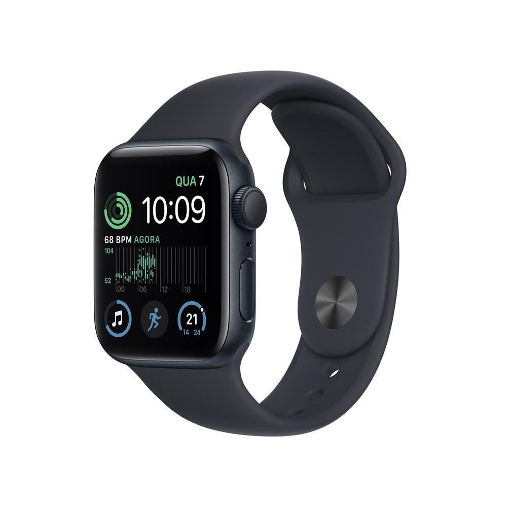 Apple Watch SE 2ª Geração GPS, Caixa de Alumínio 40mm Meia-noite, Pulseira Esportiva Meia-noite - MNJT3BZ/A Apple Watch SE 2ª Geração GPS, Caixa de Alumínio 40mm Meia-noite, Pulseira Esportiva Meia-noite - MNJT3BZ/A