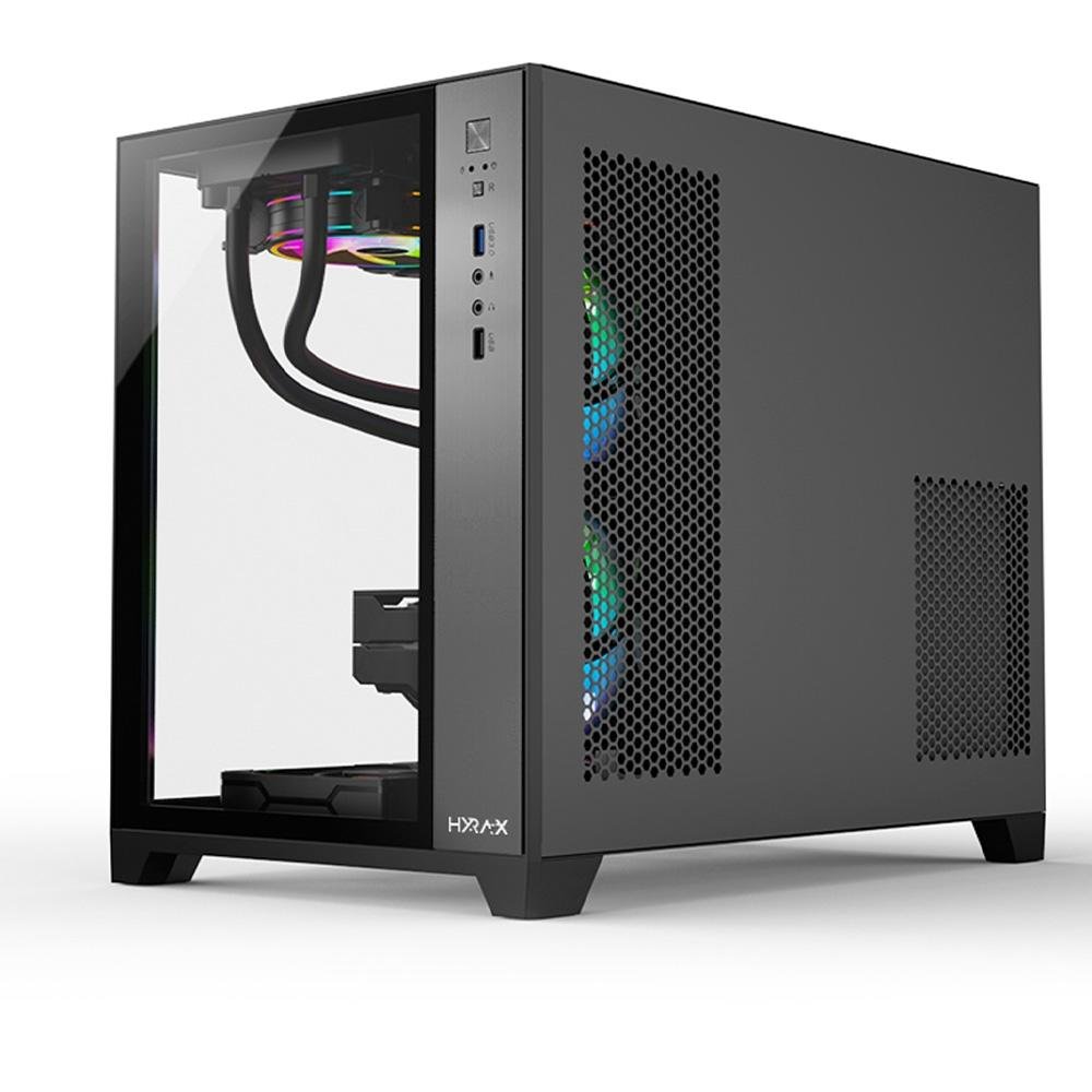 Gabinete Gamer Hyrax HGB710, Mini Tower, M-ATX, Frontal e Lateral Em Vidro Temperado, Sem FANs, Preto - HGB710B Gabinete Gamer Hyrax HGB710, Mini Tower, M-ATX, Frontal e Lateral Em Vidro Temperado, Sem FANs, Preto - HGB710B