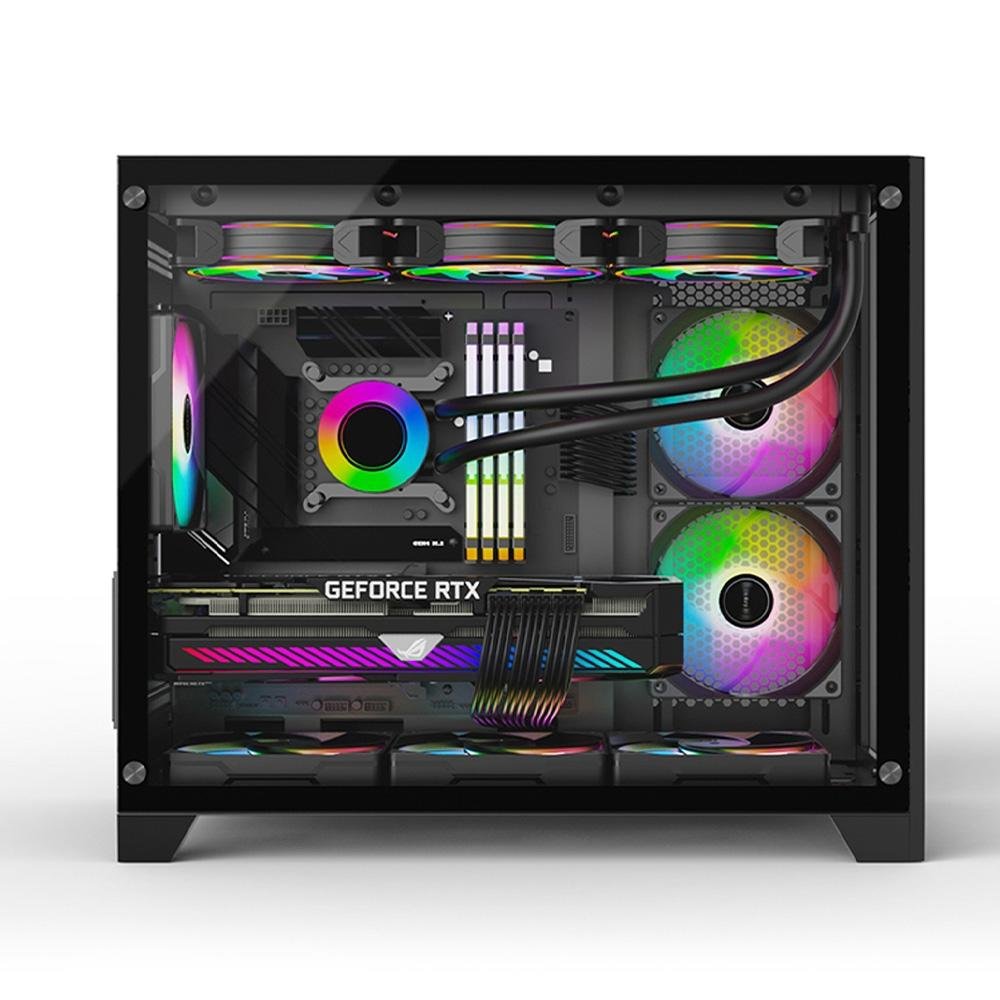 Gabinete Gamer Hyrax HGB710, Mini Tower, M-ATX, Frontal e Lateral Em Vidro Temperado, Sem FANs, Preto - HGB710B Gabinete Gamer Hyrax HGB710, Mini Tower, M-ATX, Frontal e Lateral Em Vidro Temperado, Sem FANs, Preto - HGB710B