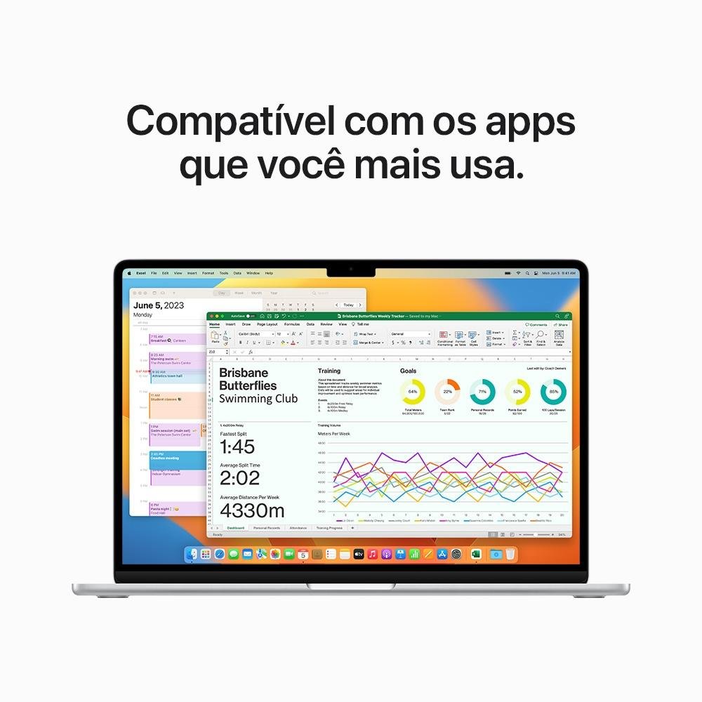 MacBook Air Apple 15", M2, CPU 8 Núcleos, GPU 10 Núcleos, 8GB RAM, SSD 256GB, Prateado - MQKR3BZ/A MacBook Air Apple 15", M2, CPU 8 Núcleos, GPU 10 Núcleos, 8GB RAM, SSD 256GB, Prateado - MQKR3BZ/A