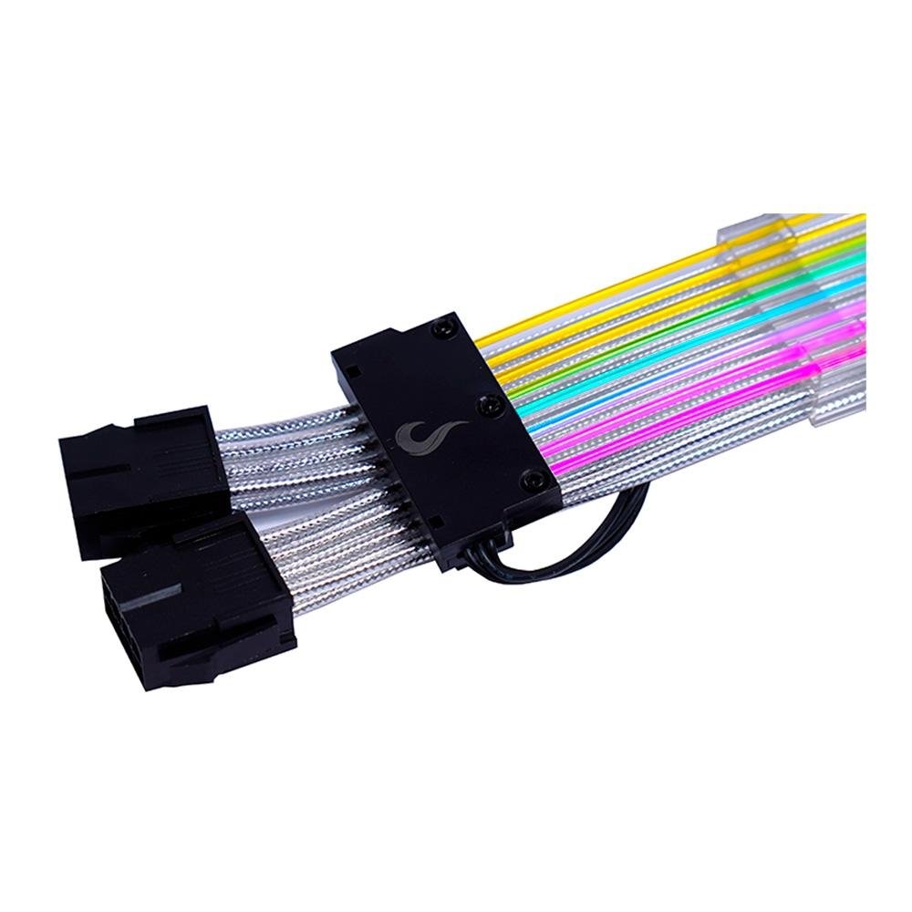 Cabo Extensor de Fonte Sleeved Rise Mode Aura, 2x 6+2p PCIe GPU, ARGB, Preto - RM-SLV-02-FB-ARGB