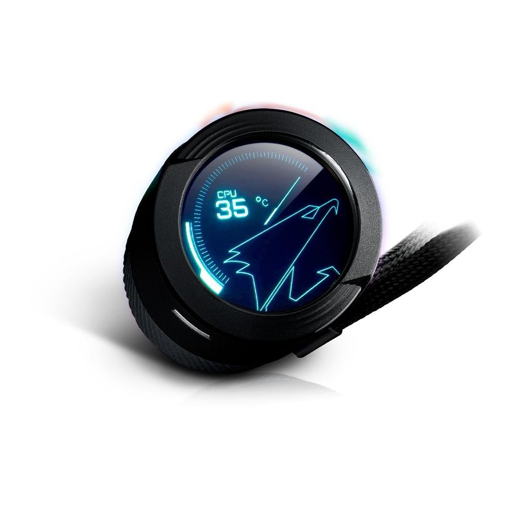 Water Cooler Gigabyte Aorus 360, RGB, 360mm, AMD/Intel, com Display LCD, Preto - GP-AORUS WATERFORCE X II 360 Water Cooler Gigabyte Aorus 360, RGB, 360mm, AMD/Intel, com Display LCD, Preto - GP-AORUS WATERFORCE X II 360