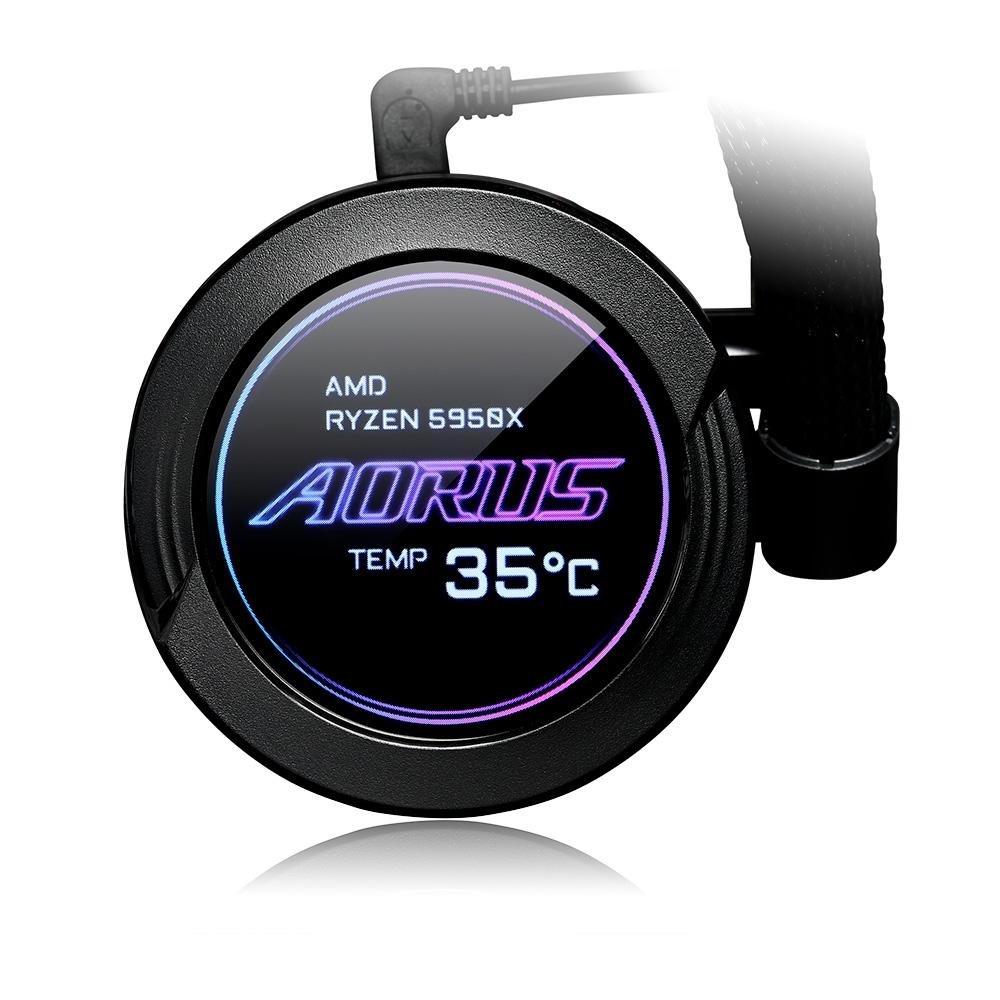 Water Cooler Gigabyte Aorus 360, RGB, 360mm, AMD/Intel, com Display LCD, Preto - GP-AORUS WATERFORCE X II 360 Water Cooler Gigabyte Aorus 360, RGB, 360mm, AMD/Intel, com Display LCD, Preto - GP-AORUS WATERFORCE X II 360