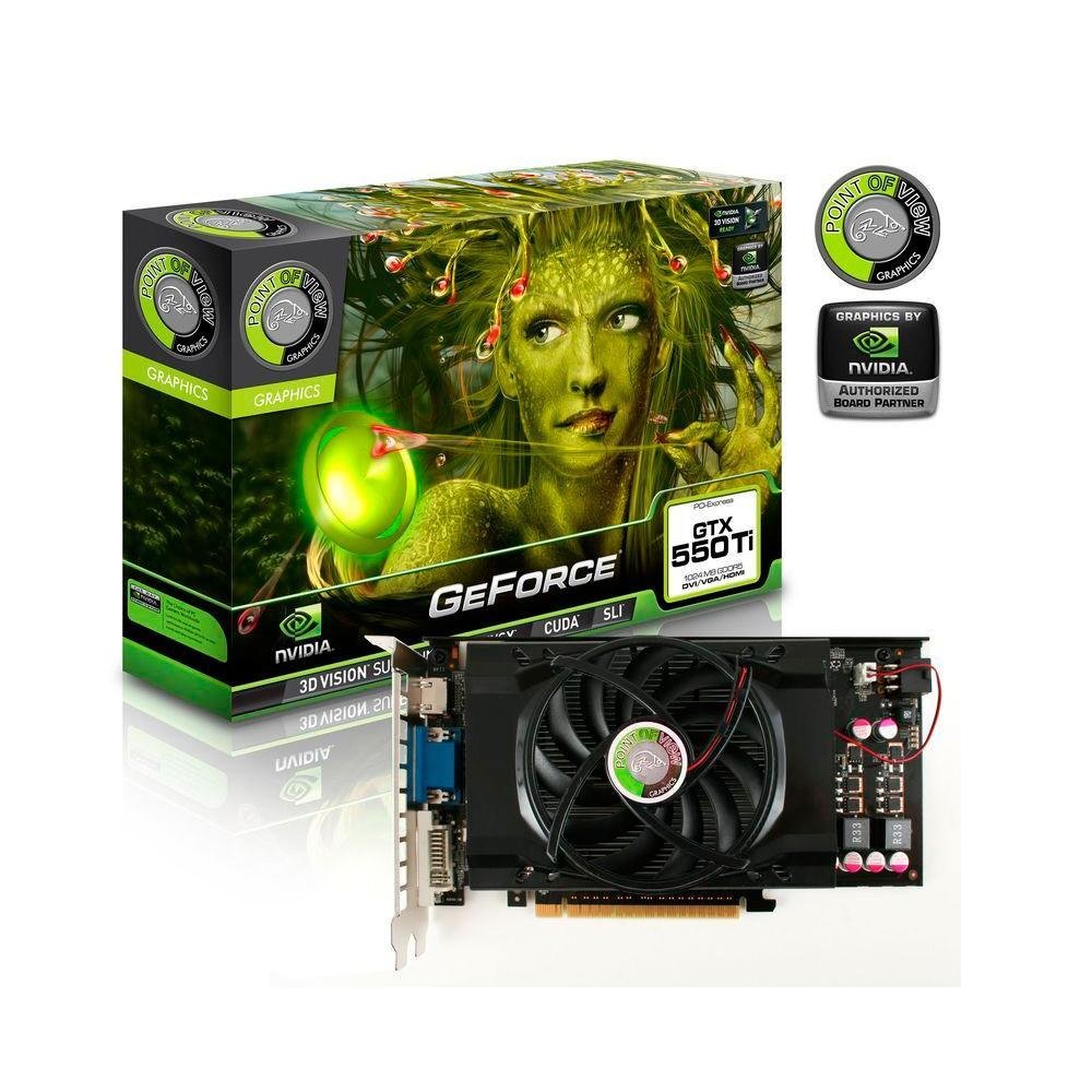 Placa de Vídeo VGA Point of View GeForce GTX 550 Ti PCI-Express 2.0 1GB GDDR5 128bits SLI - VGA-550-A3-1024-C Placa de Vídeo VGA Point of View GeForce GTX 550 Ti PCI-Express 2.0 1GB GDDR5 128bits SLI - VGA-550-A3-1024-C
