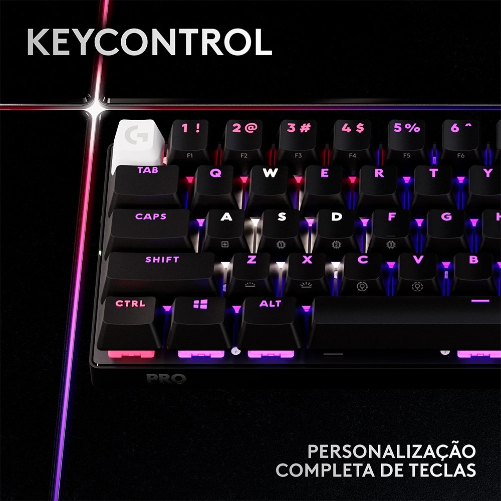 Teclado Sem Fio Mecânico Gamer Logitech G PRO X 60 Lightspeed, RGB, Bluetooth, Compatível com Windows, Preto - 920-011902