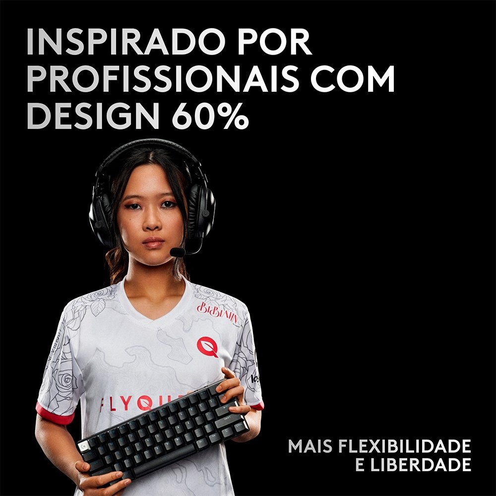 Teclado Sem Fio Mecânico Gamer Logitech G PRO X 60 Lightspeed, RGB, Bluetooth, Compatível com Windows, Preto - 920-011902