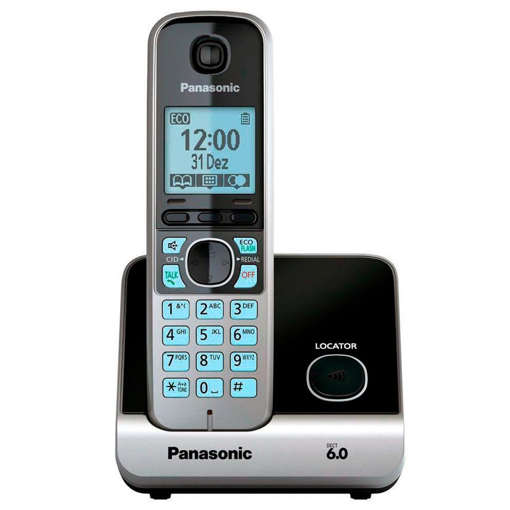 Telefone Panasonic sem Fio Dect 6.0 com ID e Sec + Ramal, Preto - KX-TG6722LBB Telefone Panasonic sem Fio Dect 6.0 com ID e Sec + Ramal, Preto - KX-TG6722LBB