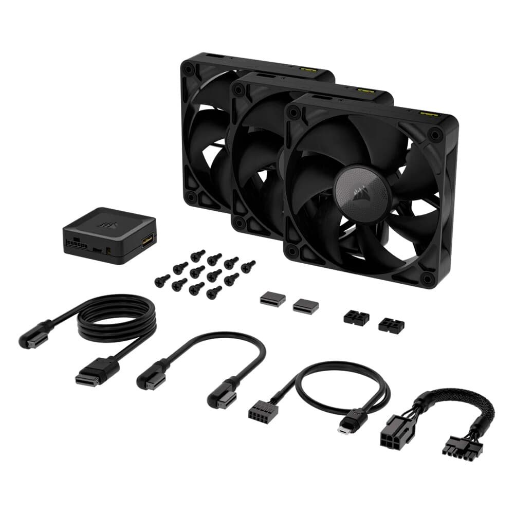 Kit com 3 Ventoinhas Corsair iCUE LINK RX120, 120mm, Preto - CO-9051010-WW