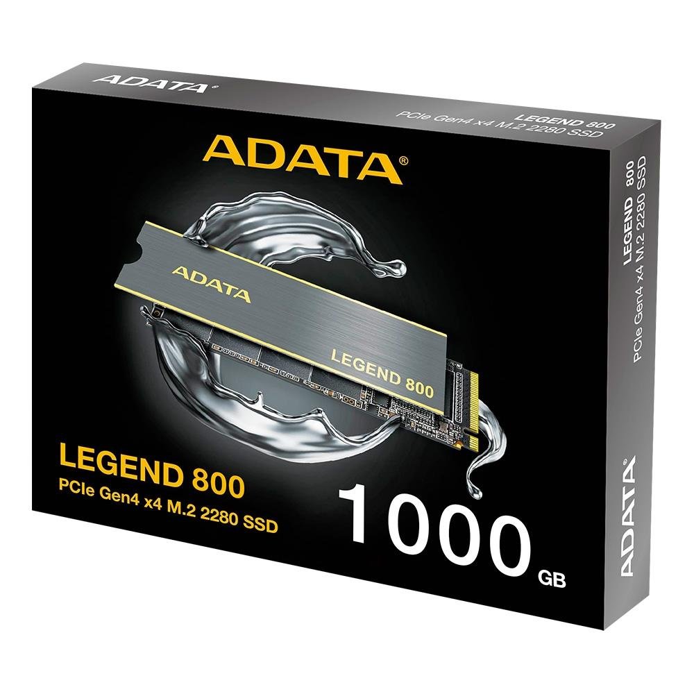 SSD ADATA M.2 2280, 1TB, NVME, PCIe gen 4x4, Leitura: 3.500MB/s e Gravação: 2.800MB/s, Preto - ALEG-800-1000GCS