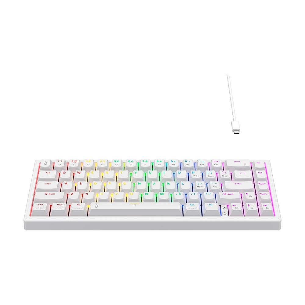 Teclado Mecânico Gamer Rise Mode GM1 Pro White, ARGB, Mini (65%), Switch Outemu Brown, USB-C - RM-TCM-GM1P-WBRO