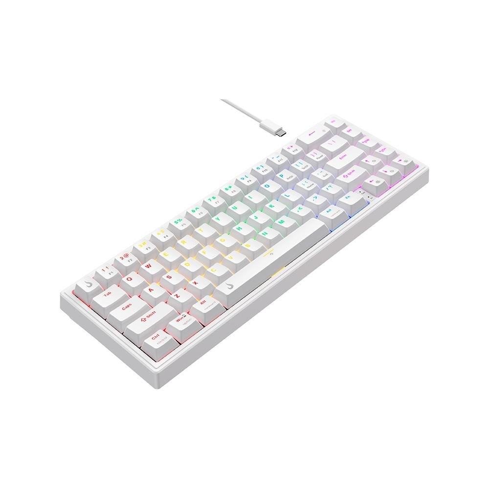 Teclado Mecânico Gamer Rise Mode GM1 Pro White, ARGB, Mini (65%), Switch Outemu Brown, USB-C - RM-TCM-GM1P-WBRO