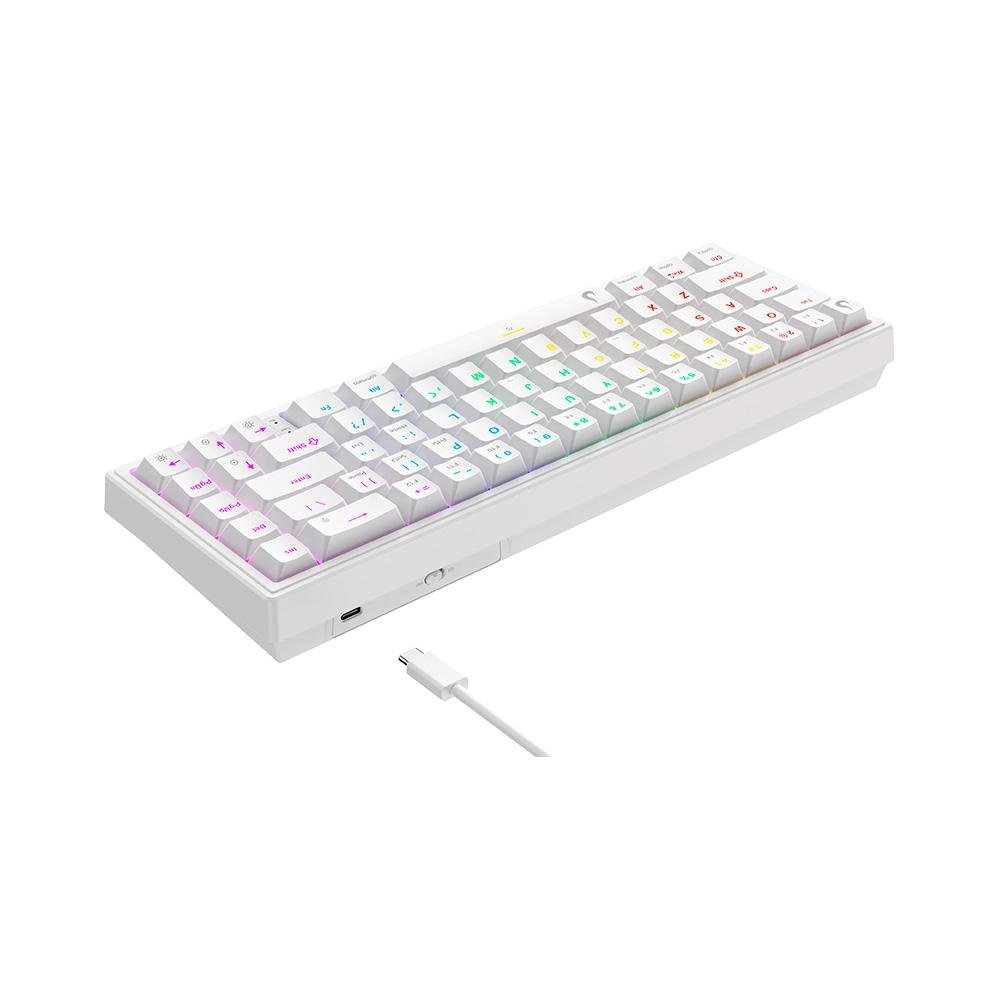 Teclado Mecânico Gamer Rise Mode GM1 Pro White, ARGB, Mini (65%), Switch Outemu Brown, USB-C - RM-TCM-GM1P-WBRO