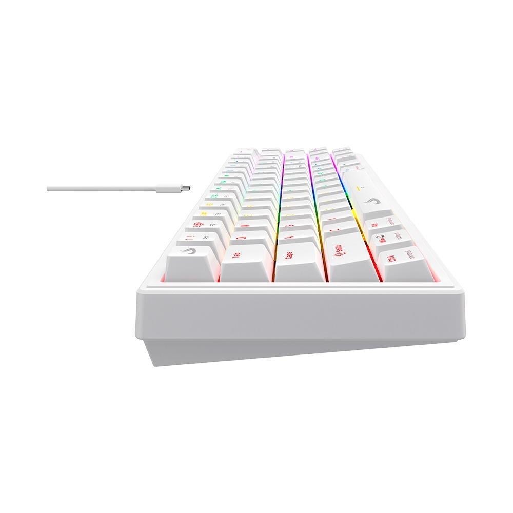 Teclado Mecânico Gamer Rise Mode GM1 Pro White, ARGB, Mini (65%), Switch Outemu Brown, USB-C - RM-TCM-GM1P-WBRO