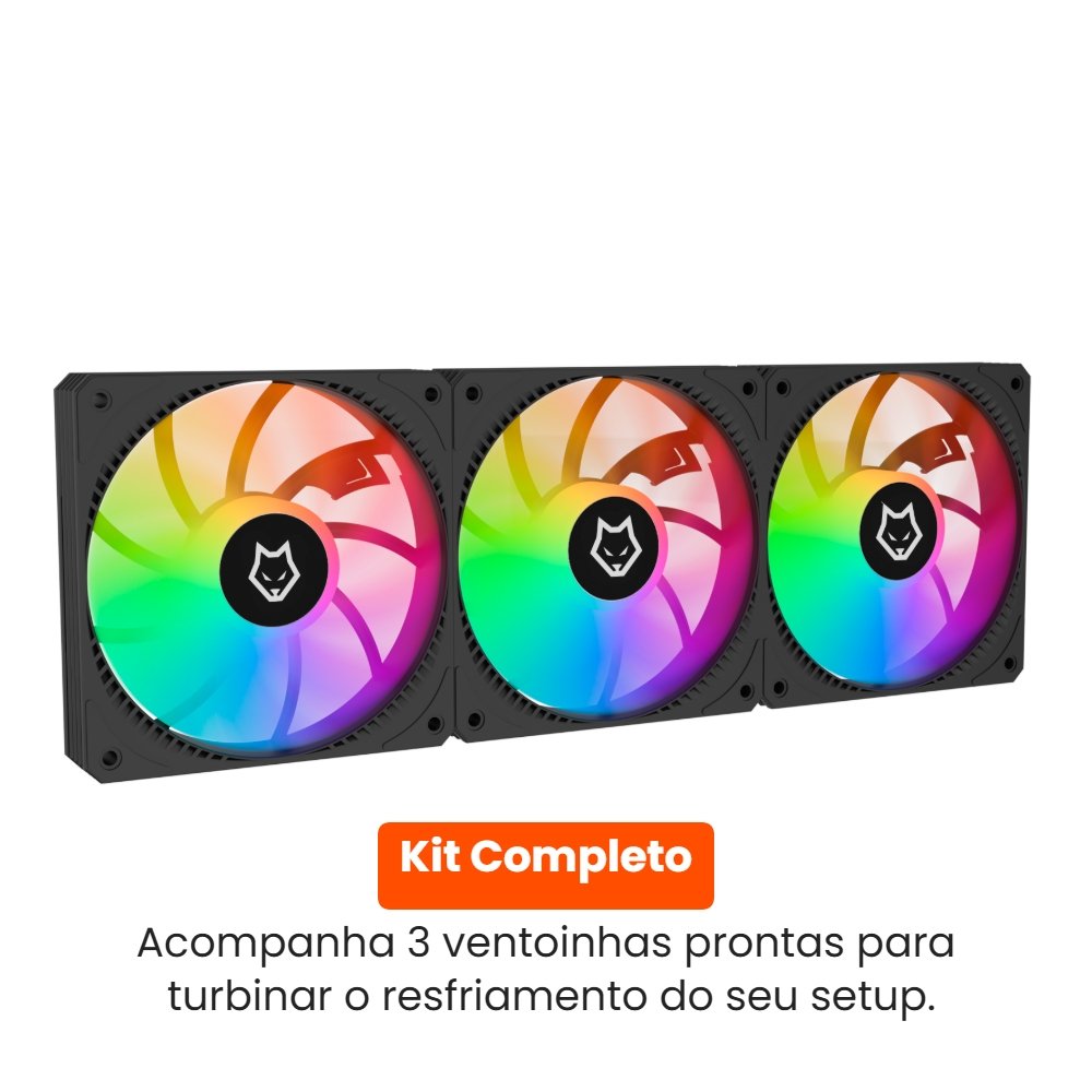 Kit com 3 Ventoinhas Husky Arctic Breeze, 120mm, Iluminação ARGB, Preto - HKCF300PT Kit com 3 Ventoinhas Husky Arctic Breeze, 120mm, Iluminação ARGB, Preto - HKCF300PT