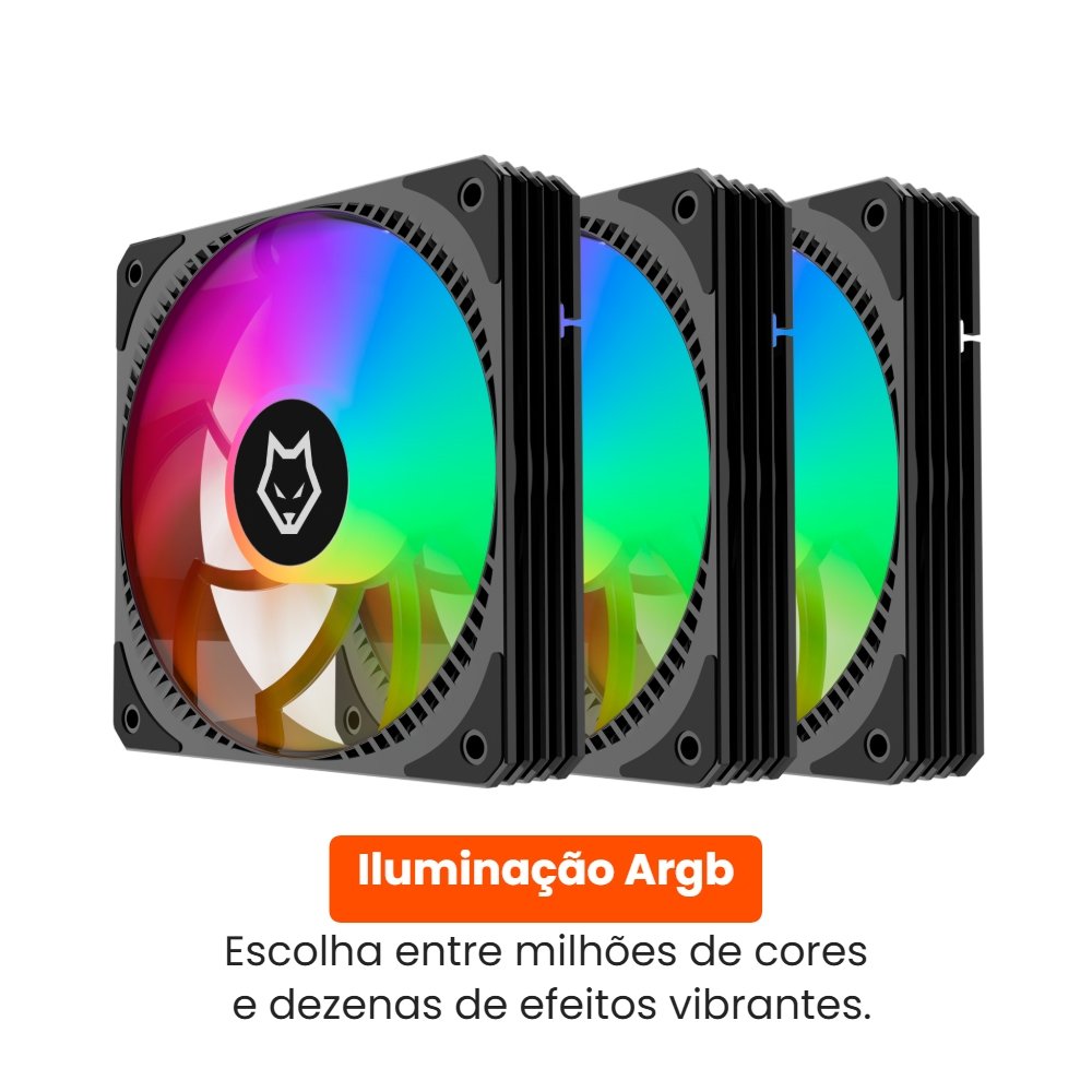 Kit com 3 Ventoinhas Husky Arctic Breeze, 120mm, Iluminação ARGB, Preto - HKCF300PT Kit com 3 Ventoinhas Husky Arctic Breeze, 120mm, Iluminação ARGB, Preto - HKCF300PT