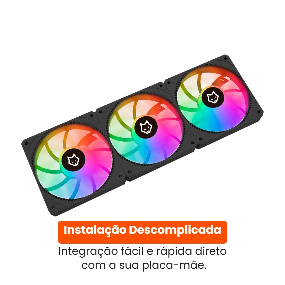 Kit com 3 Ventoinhas Husky Arctic Breeze, 120mm, Iluminação ARGB, Preto - HKCF300PT Kit com 3 Ventoinhas Husky Arctic Breeze, 120mm, Iluminação ARGB, Preto - HKCF300PT