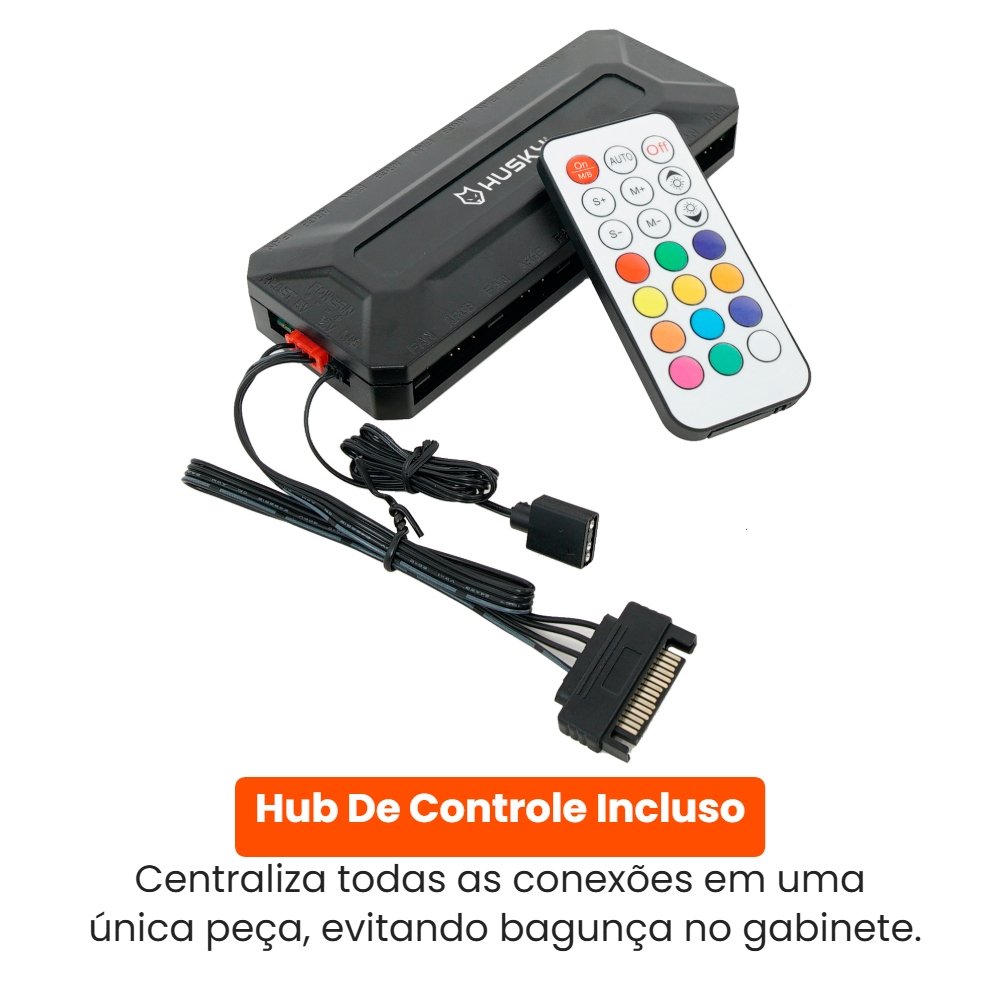 Kit com 3 Ventoinhas Husky Arctic Breeze, 120mm, Iluminação ARGB, Preto - HKCF300PT Kit com 3 Ventoinhas Husky Arctic Breeze, 120mm, Iluminação ARGB, Preto - HKCF300PT