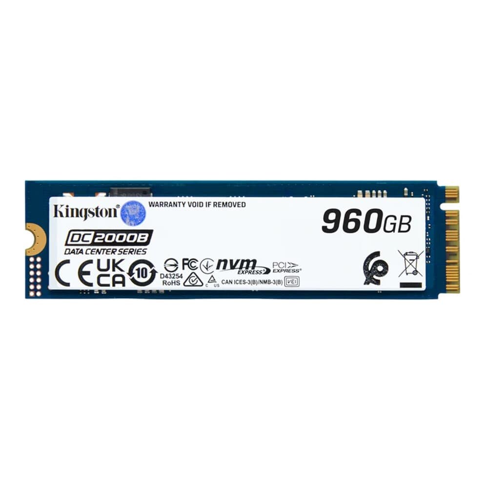 SSD Kingston Enterprise DC2000B 960GB, PCIe 4.0, NVMe M.2, Leitura: 7000MB/s e Gravação: 1300MB/s, 3D TLC, Azul - SEDC2000BM8/960G