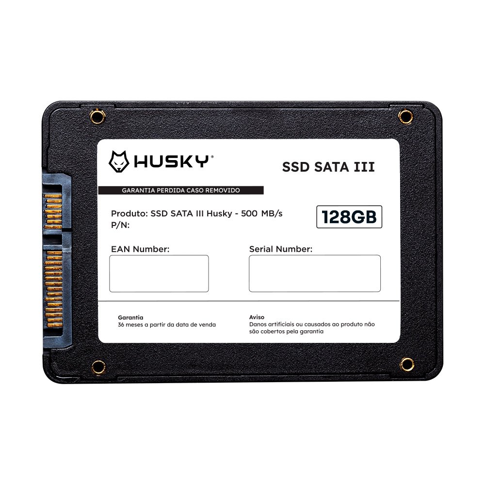 SSD Husky 128GB, SATA III, 2.5", Leitura 500MB/s, Gravação 450MB/s, Preto - HSSD001128