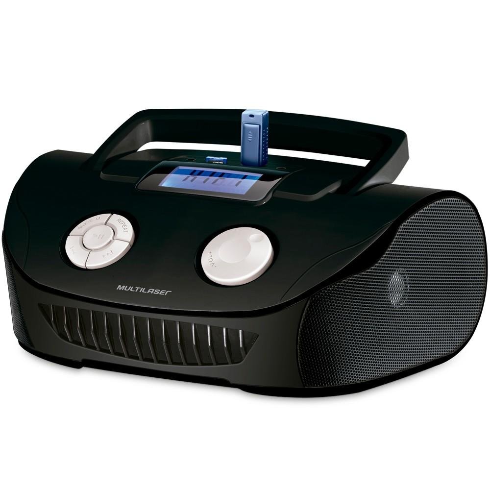 Rádio Portátil Multilaser - MP3, SD, USB, Aux. e FM 15W RMS Preto - SP182 Rádio Portátil Multilaser - MP3, SD, USB, Aux. e FM 15W RMS Preto - SP182
