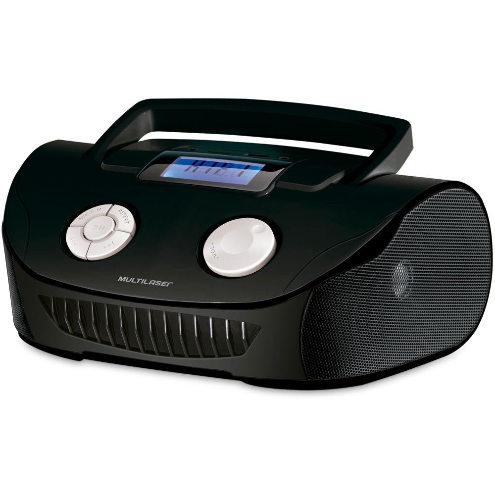 Rádio Portátil Multilaser - MP3, SD, USB, Aux. e FM 15W RMS Preto - SP182 Rádio Portátil Multilaser - MP3, SD, USB, Aux. e FM 15W RMS Preto - SP182