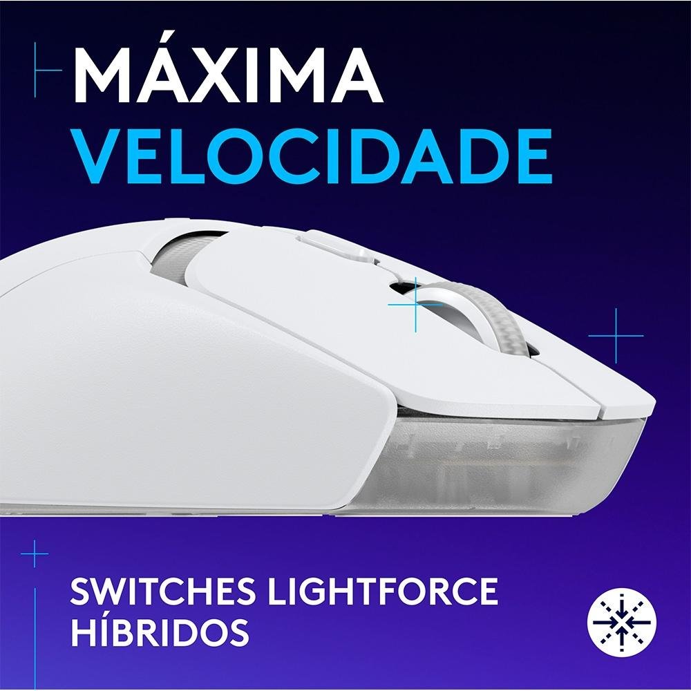 Mouse Gamer sem fio Logitech G309 LIGHTSPEED com Switches LIGHTFORCE, Sensor HERO 25K, 6 botões programáveis, Branco - 910-007206 Mouse Gamer sem fio Logitech G309 LIGHTSPEED com Switches LIGHTFORCE, Sensor HERO 25K, 6 botões programáveis, Branco - 910-007206