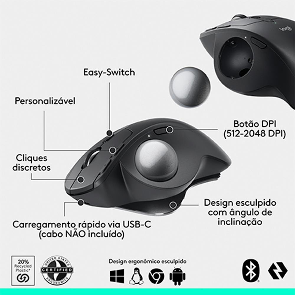 Mouse sem Fio Logitech MX Ergo S | KaBuM!