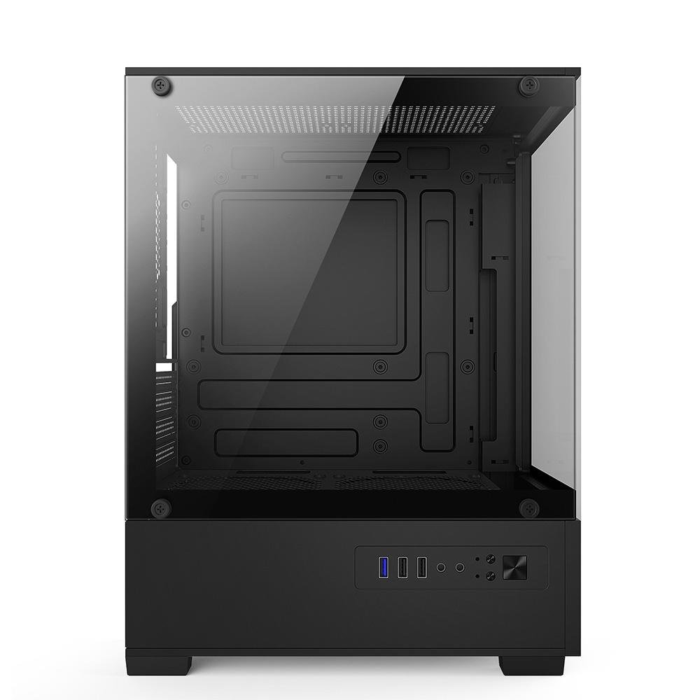 Gabinete Gamer Bluecase BG-054 HIT, Mid tower, Micro ATX e Mini ITX, Frontal e lateral em vidro, USB 3.0, Sem FANs, Preto - BG-054BBX